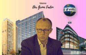 Friedrich Merz vor dem Springer-Hochhaus, dem Konrad-Adenauer-Haus und dem Welt-Ballon.